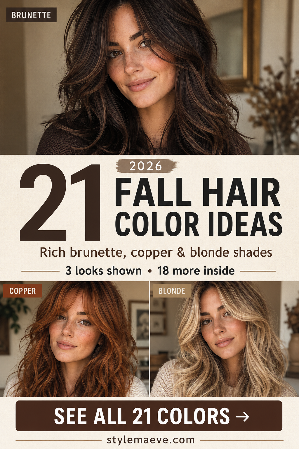 21 Fall Hair Color Ideas for 2026: Brunette, Blonde & Copper
