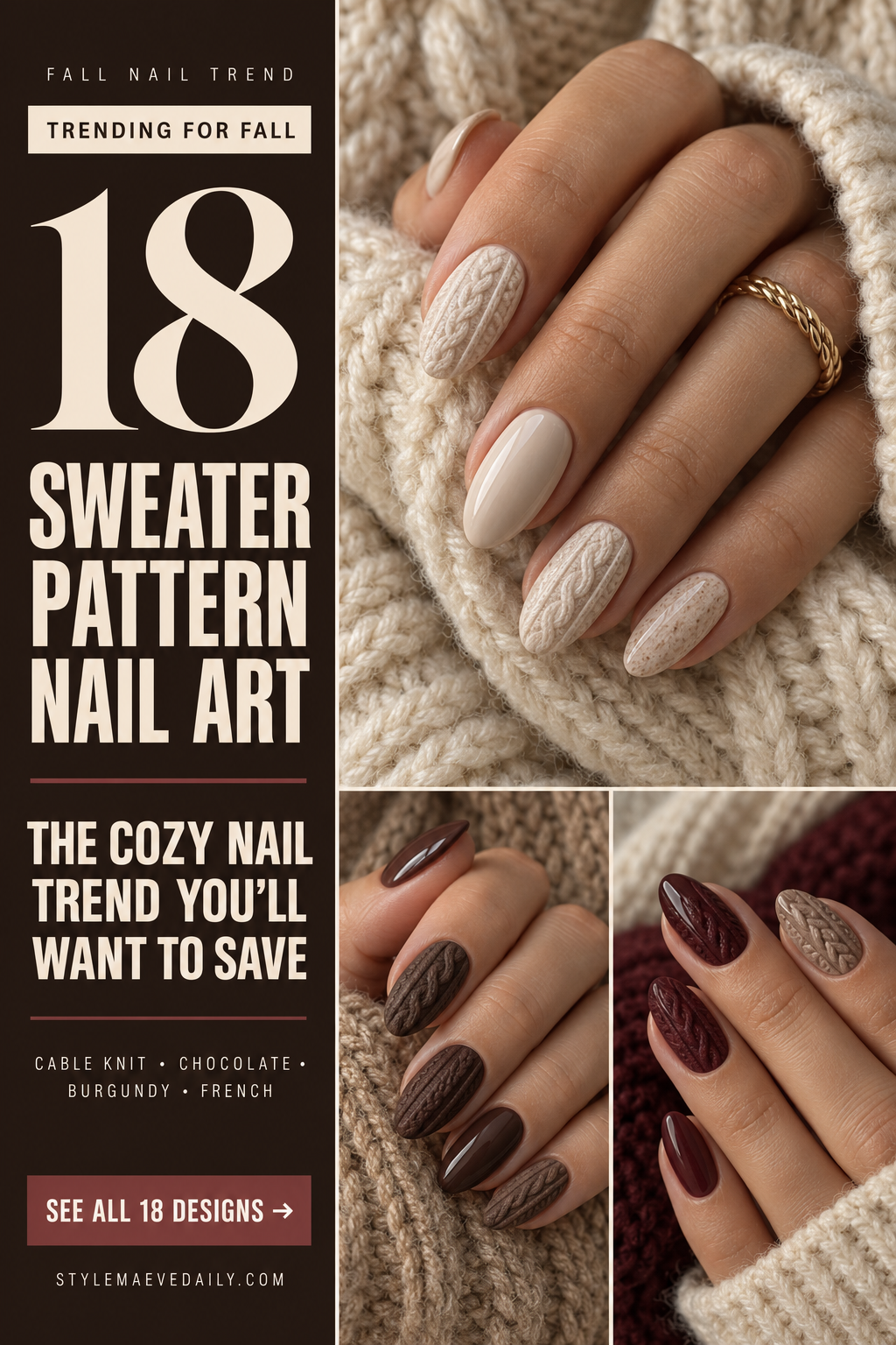 18 Sweater Pattern Nail Art Ideas That Look Cozy, Chic & Perfect for Fall