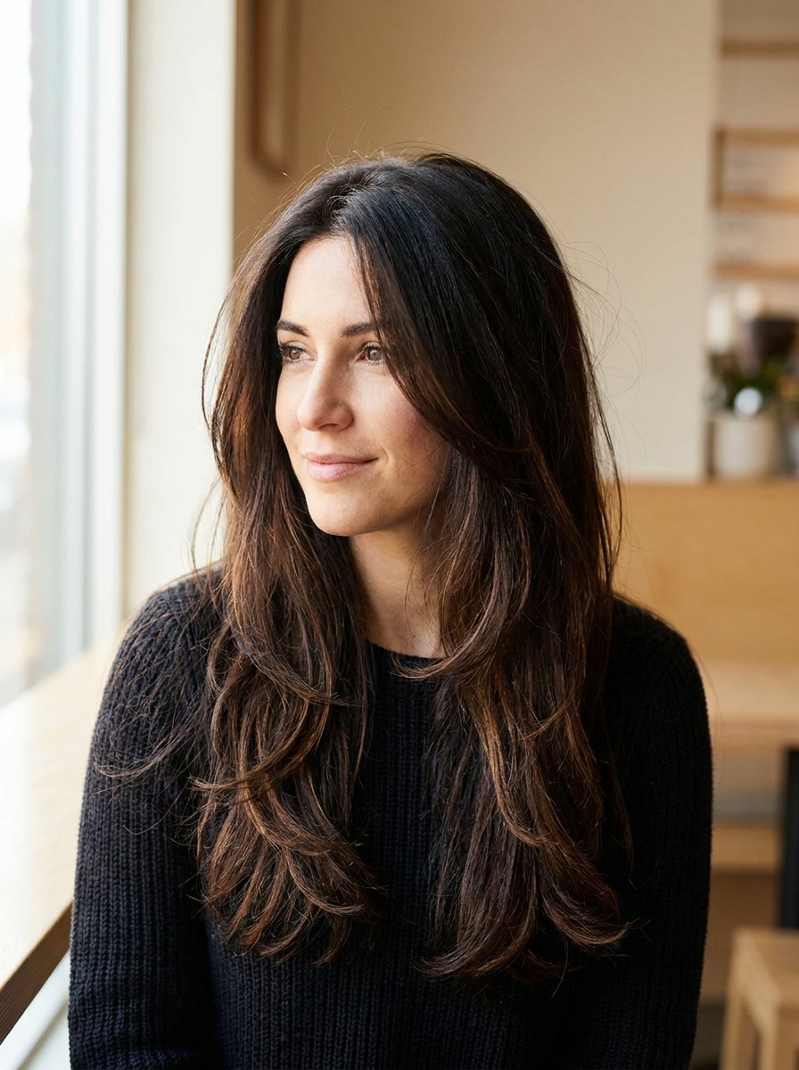 Deep espresso brown hair color