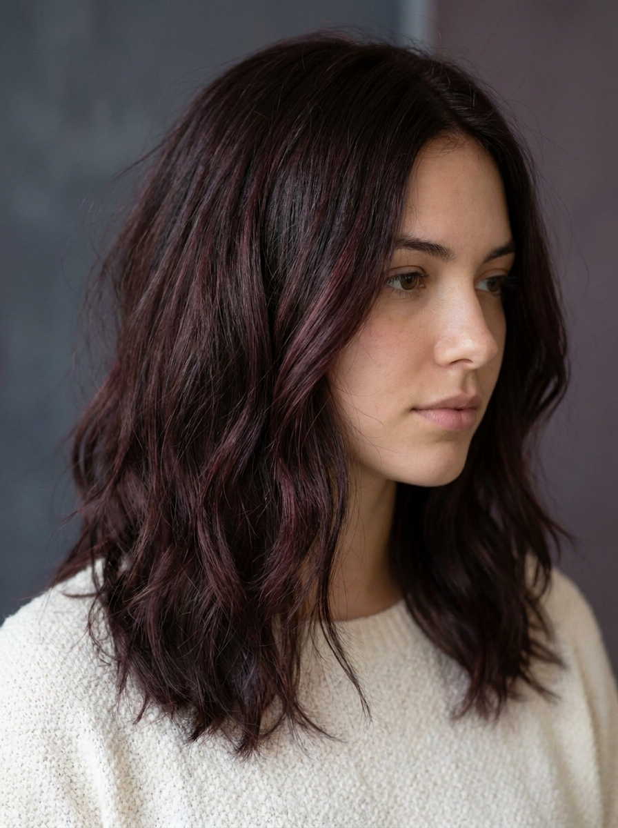 Dark cherry brunette hair color