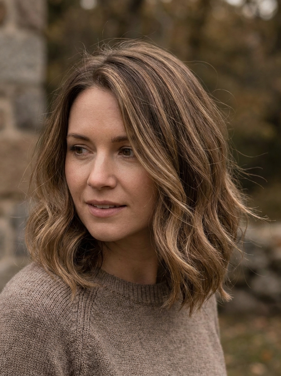 Dimensional golden bronde hair
