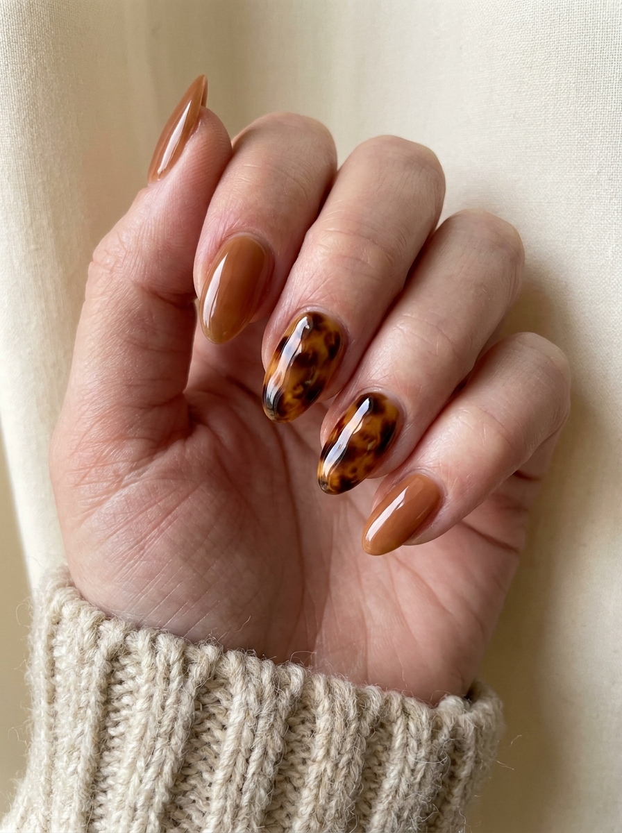 Tortoiseshell nail art accents