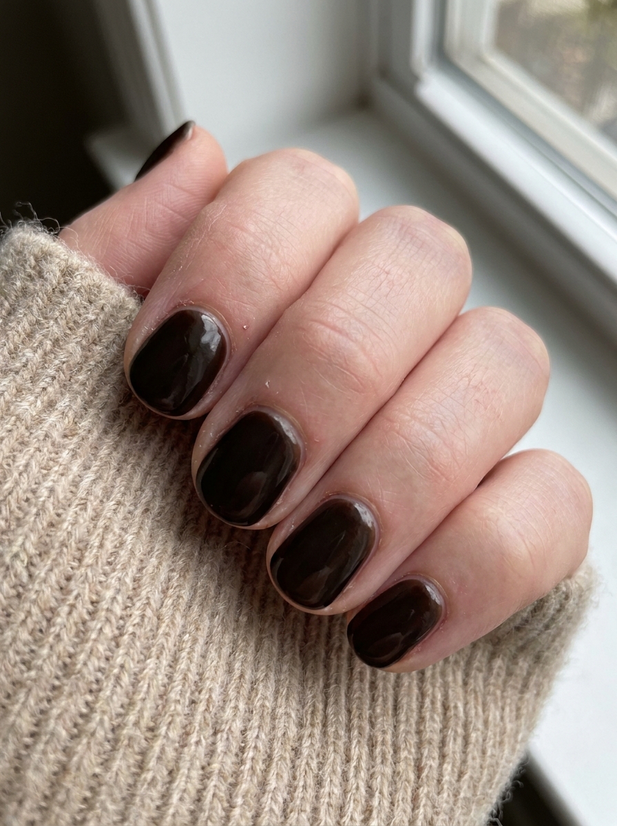 Deep espresso short nails