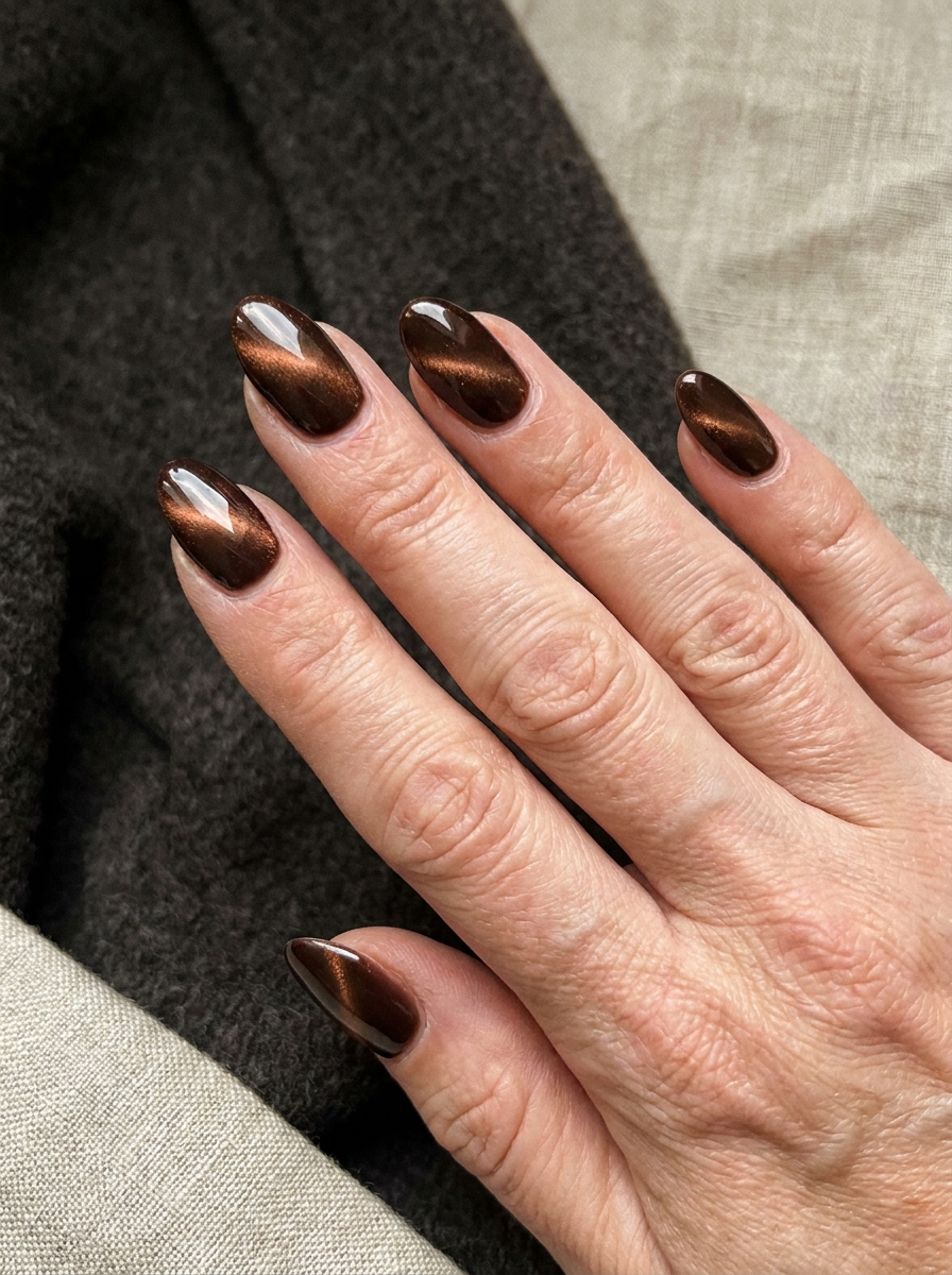 Magnetic cat eye brown nails