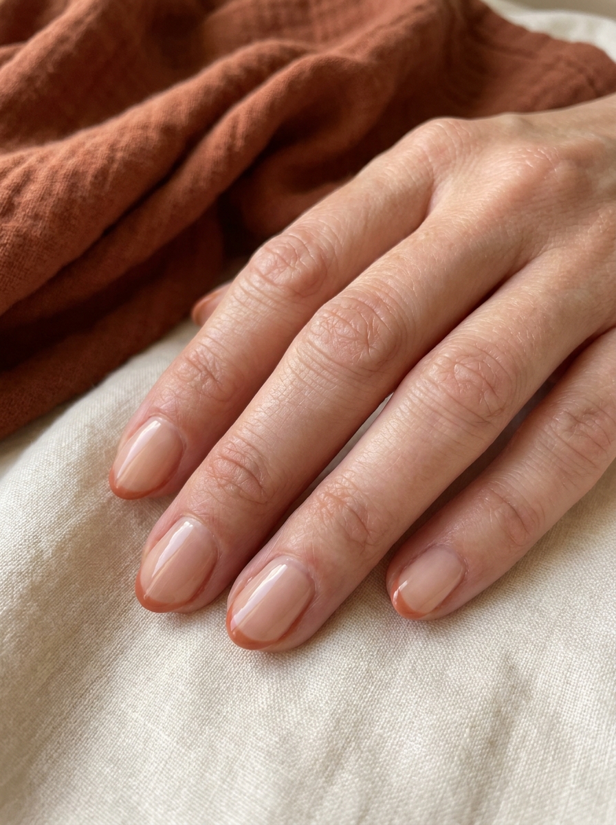 Burnt orange micro French nails
