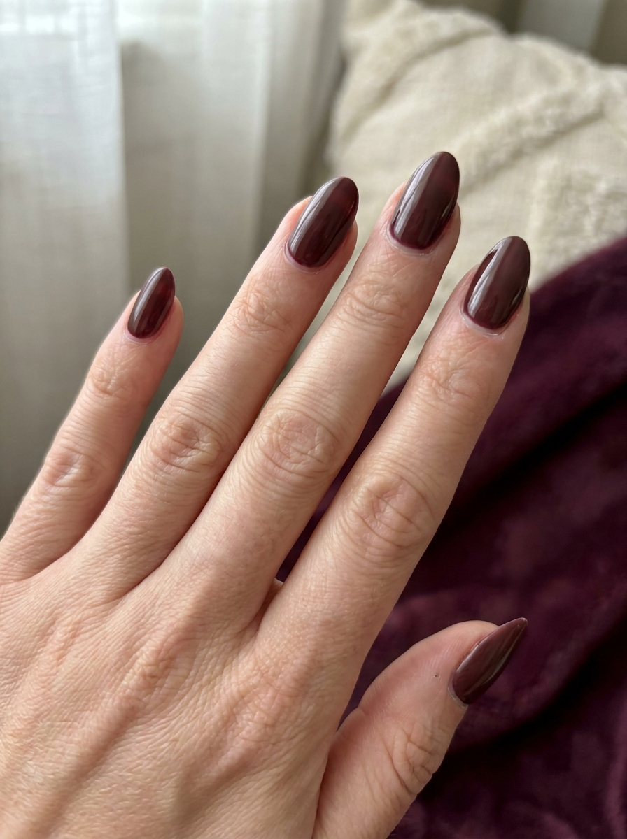 Dark cherry red nails