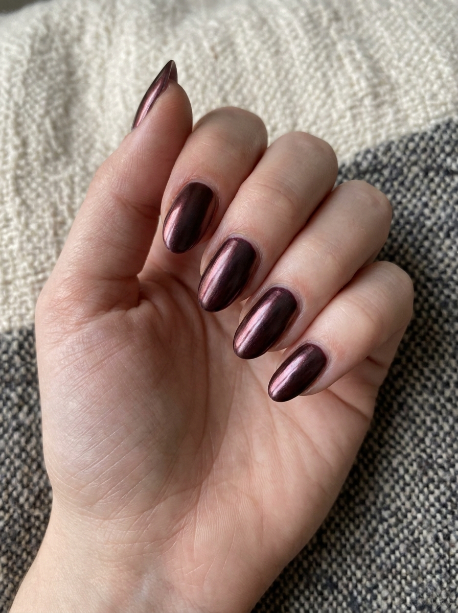 Burgundy chrome nails