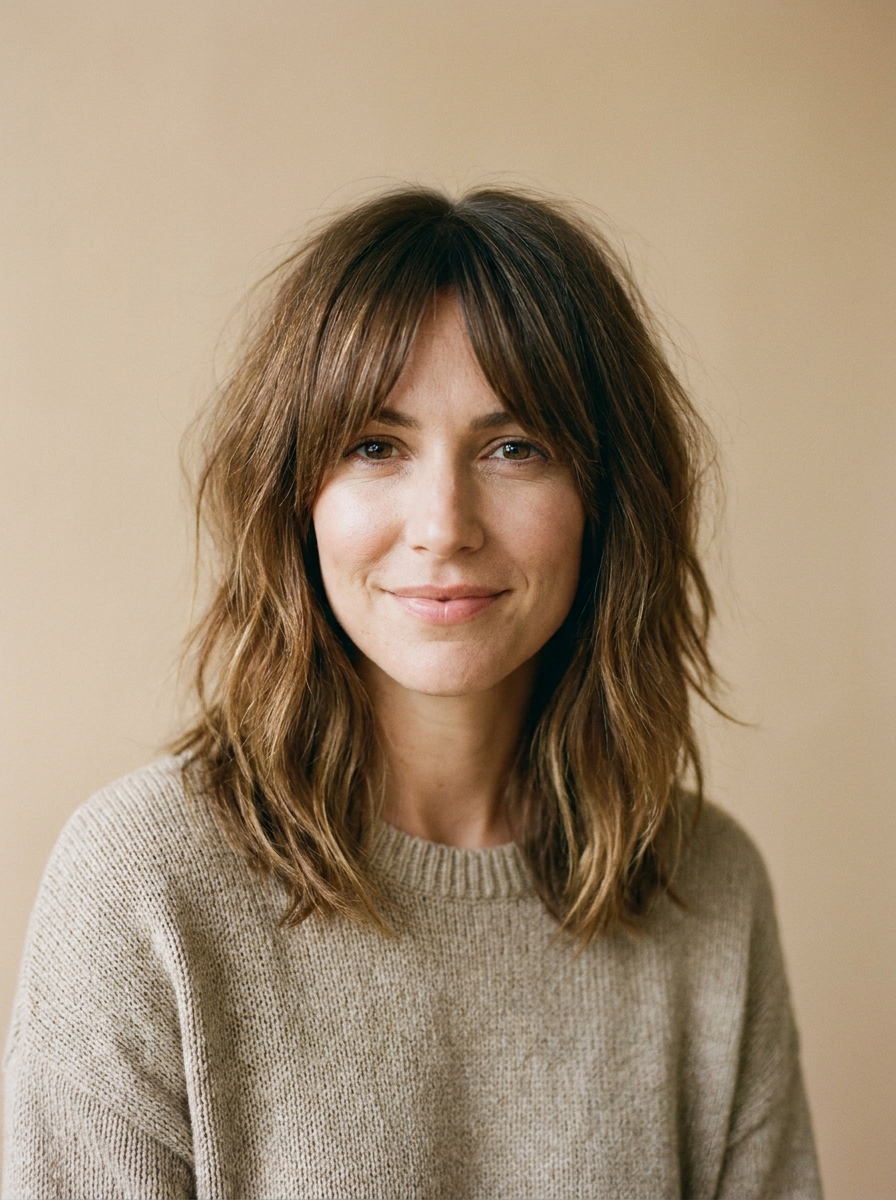 Medium Cut with Curtain Bangs