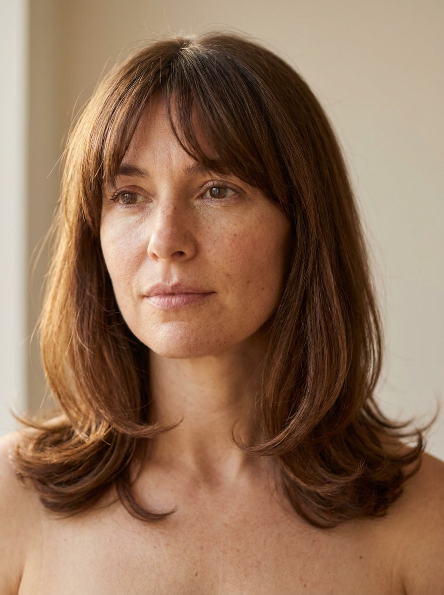 Soft blowout medium hair with bangs