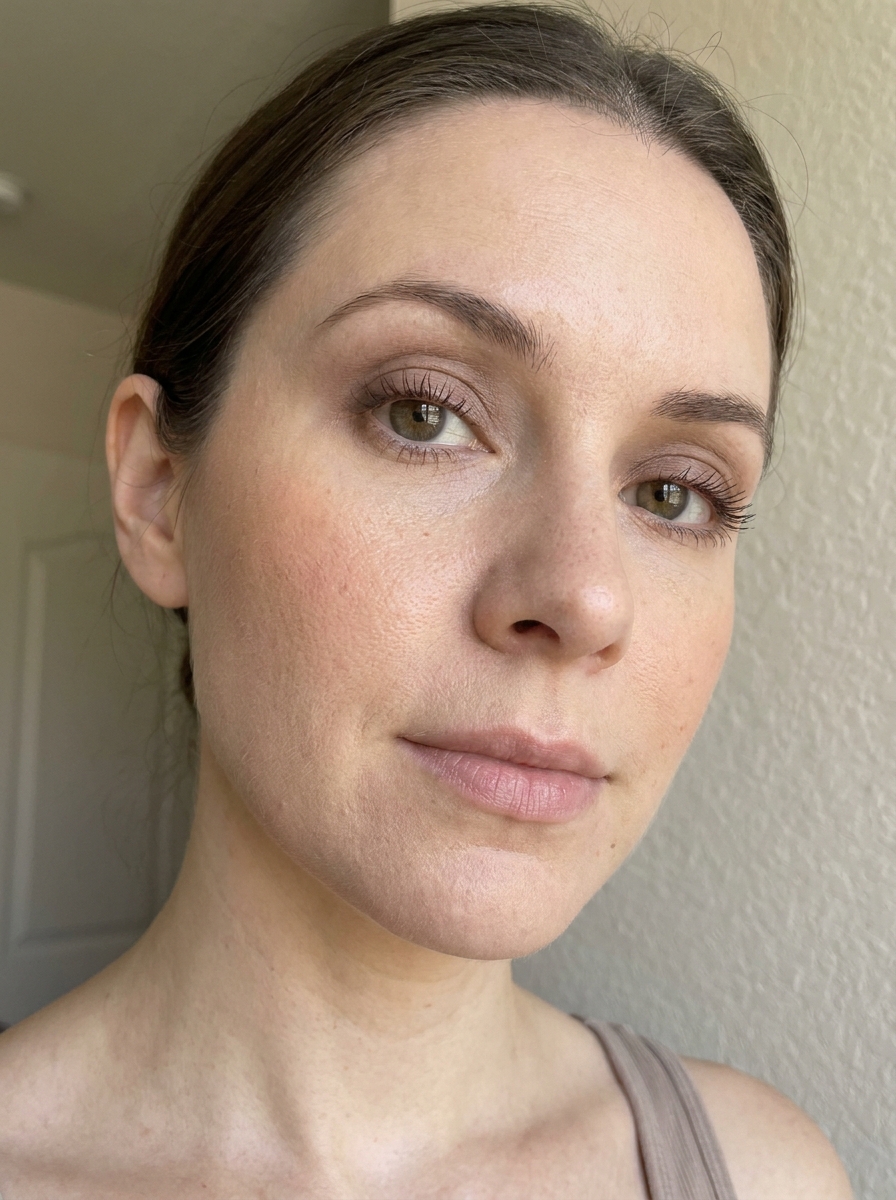Brown mascara and taupe eye makeup
