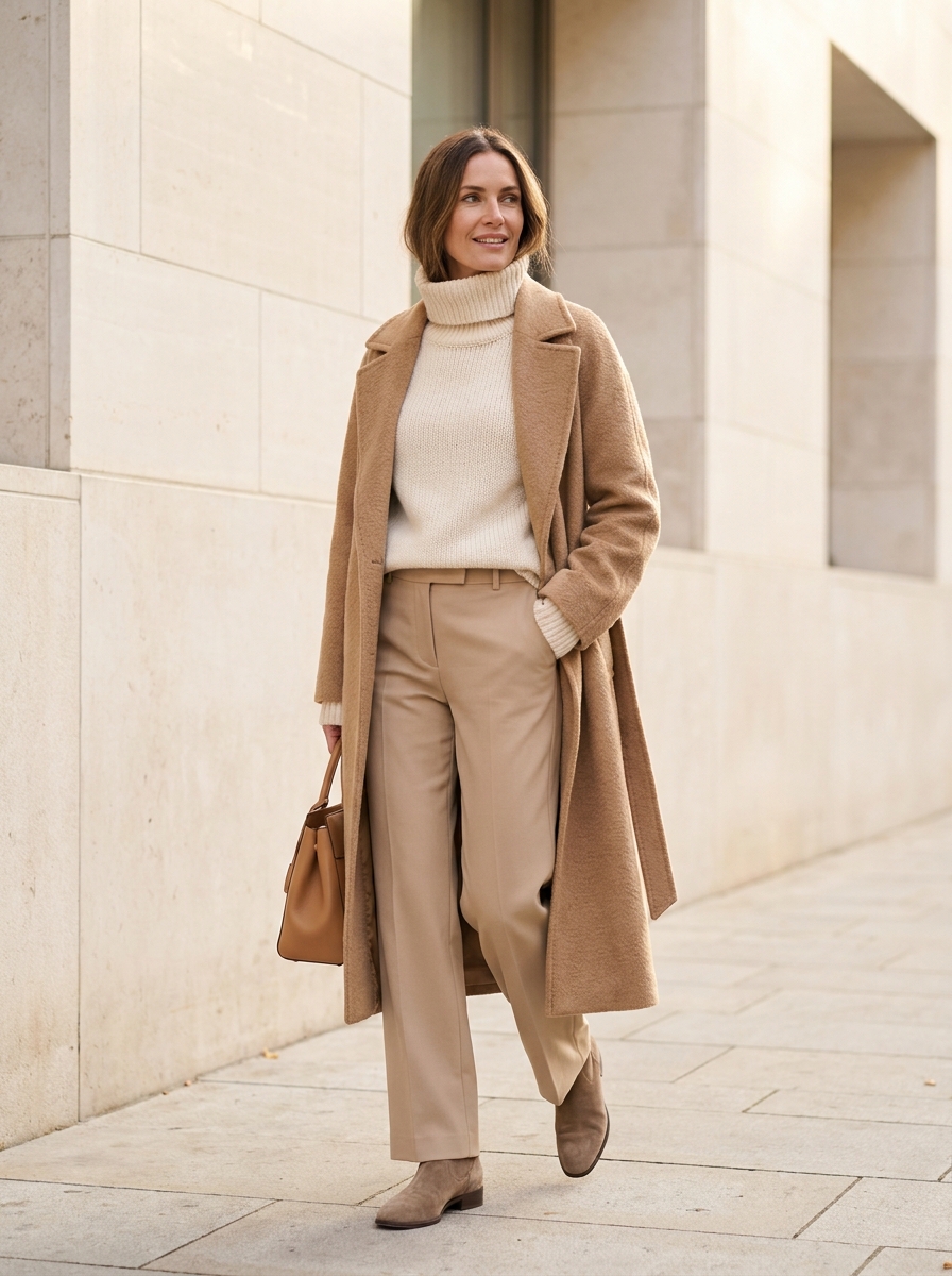 Black Turtleneck with Midi Skirt and Ankle Boots