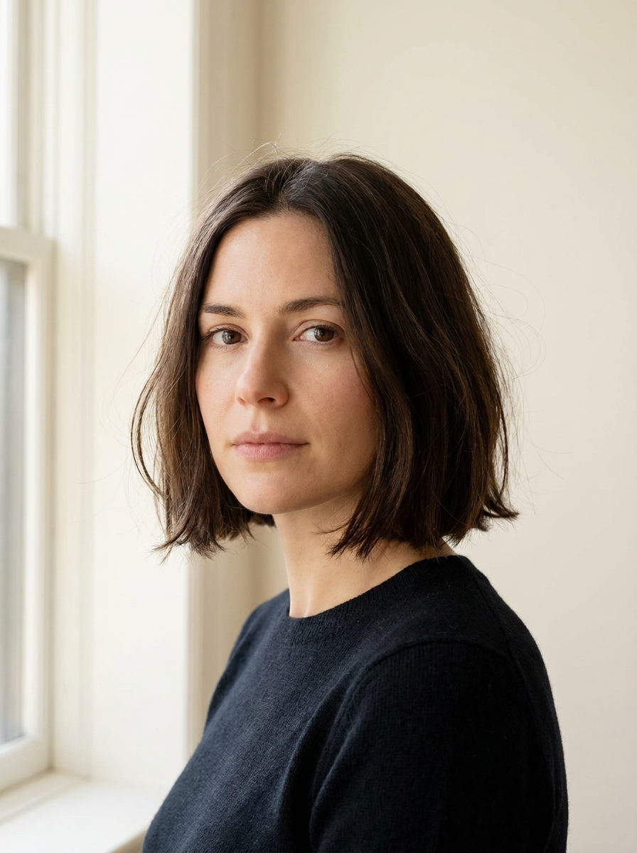 Classic chin-length brunette bob