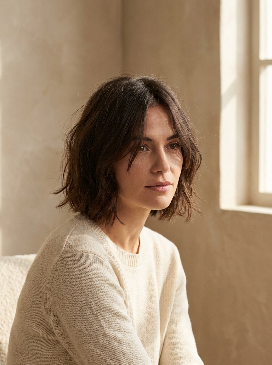 Soft layered short bob haircut
