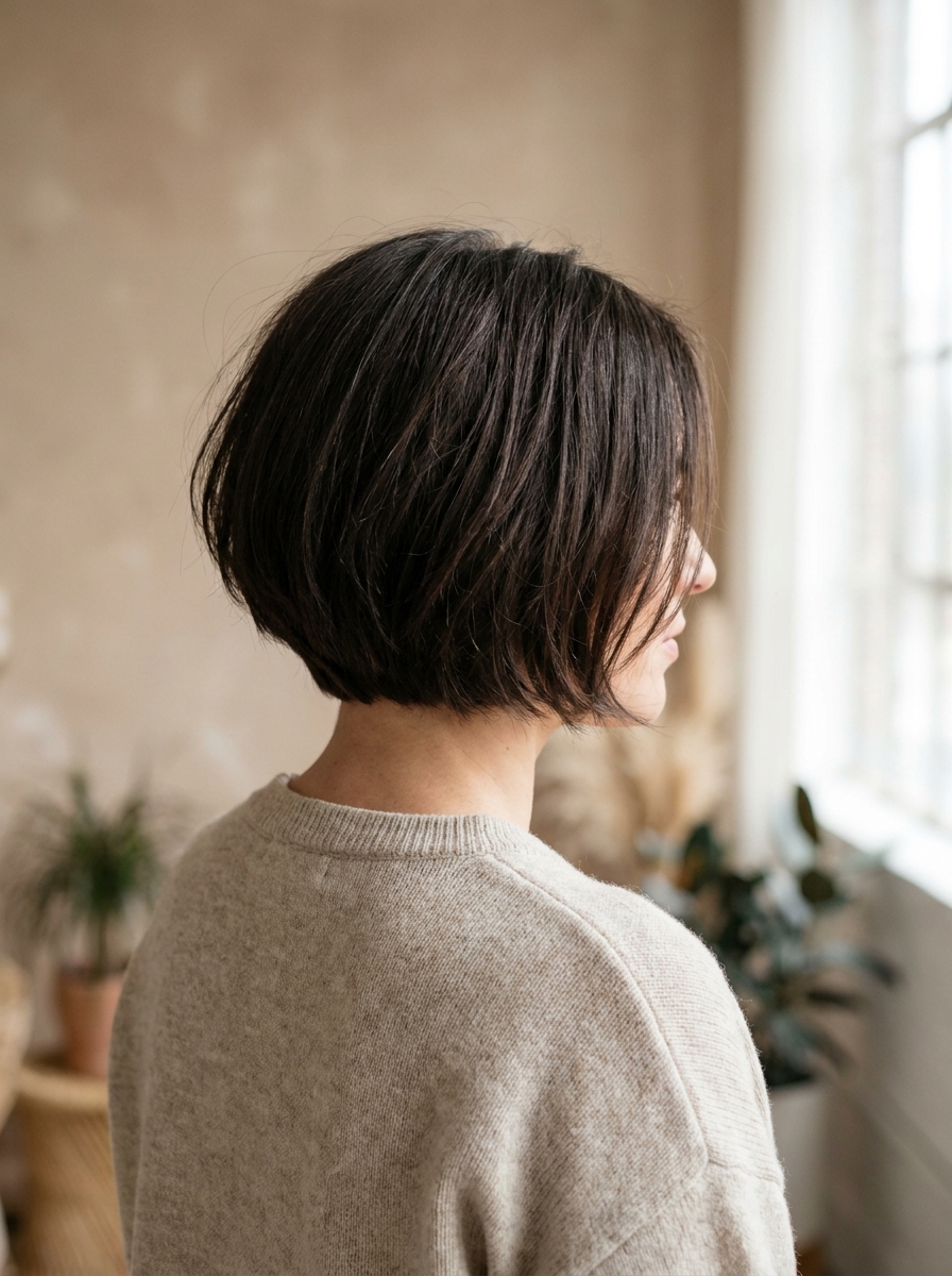 Graduated short bob haircut
