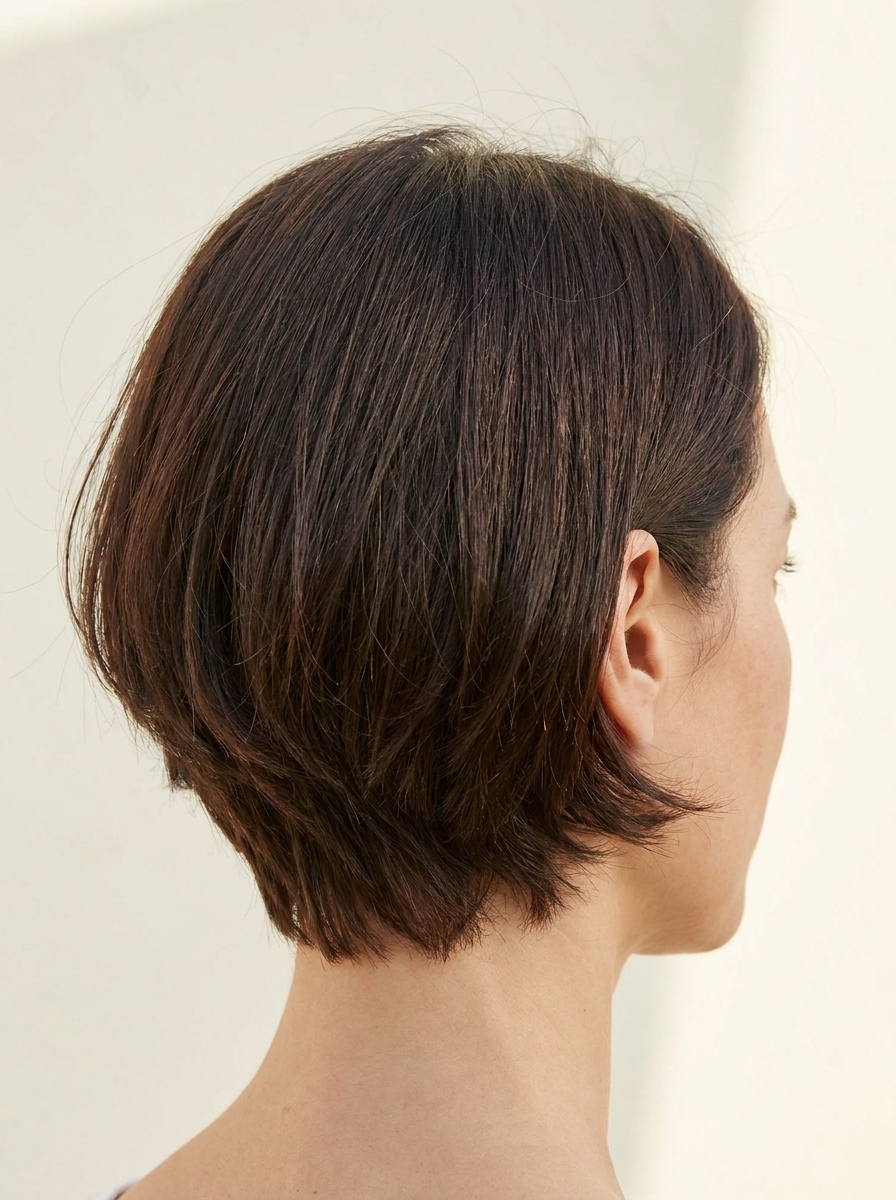 Short bob back view showing clean nape