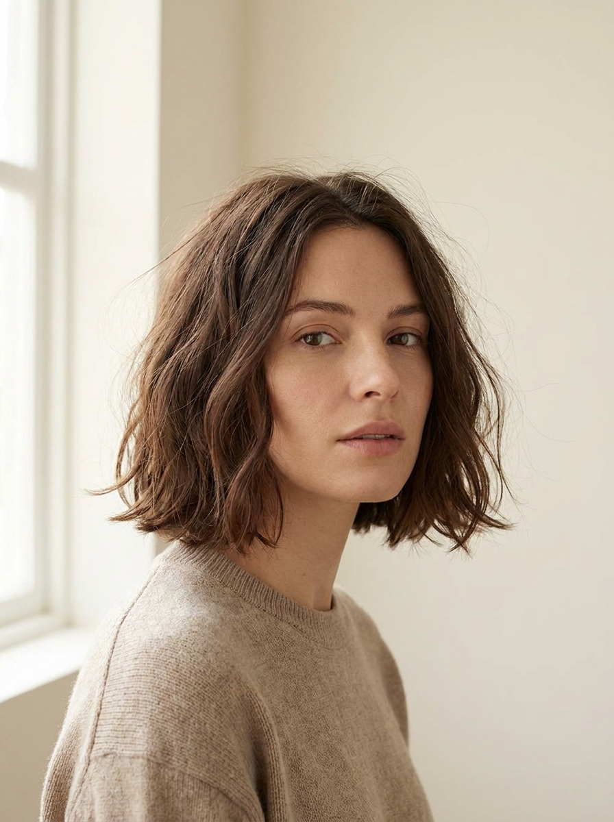 Tousled short chocolate bob