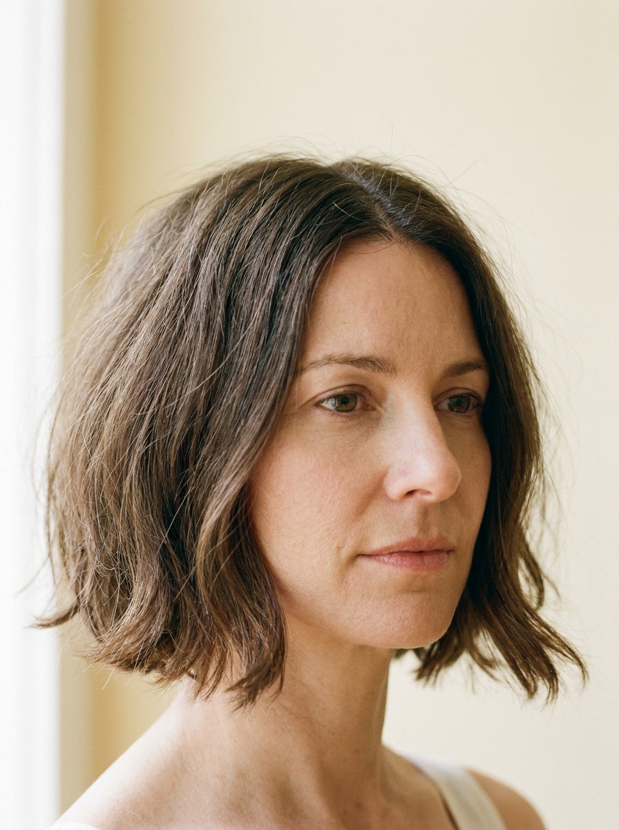 Short bob with soft middle part