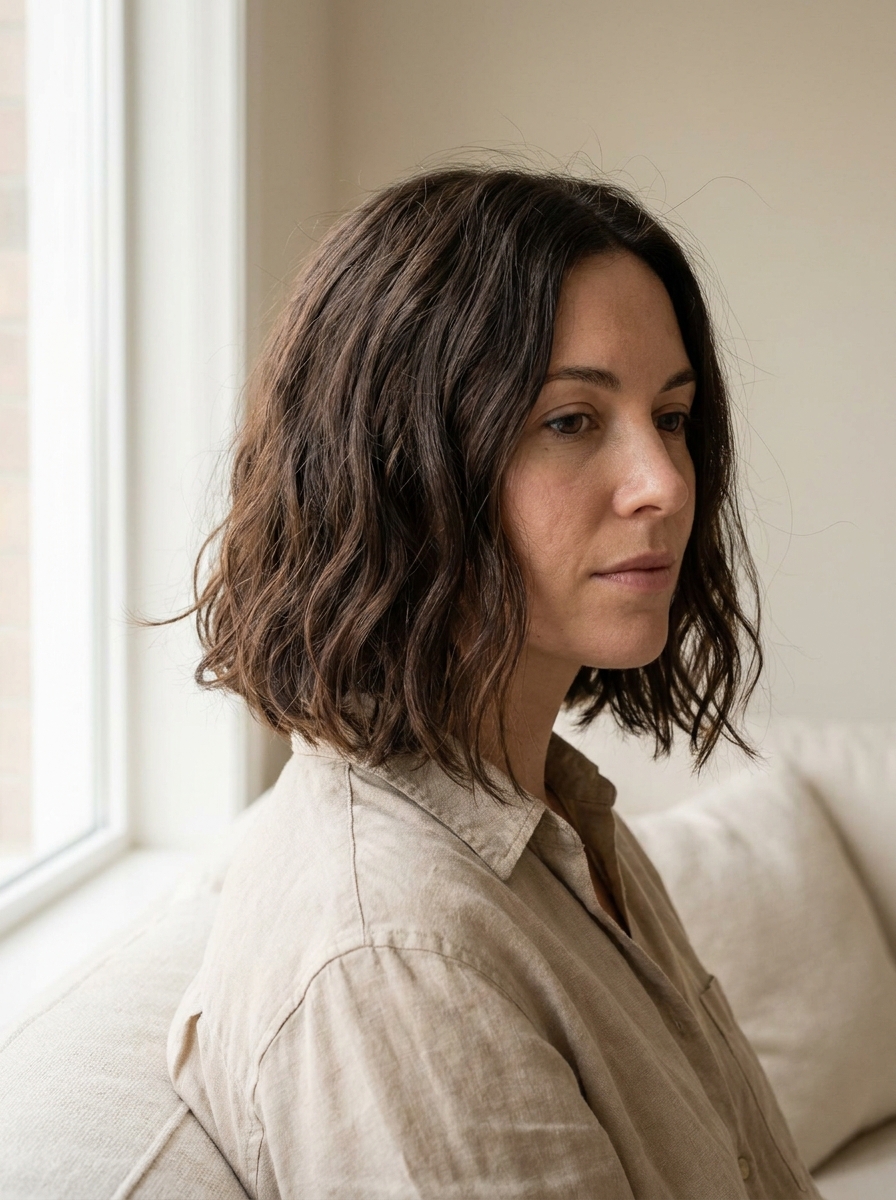 Air dried effortless short bob