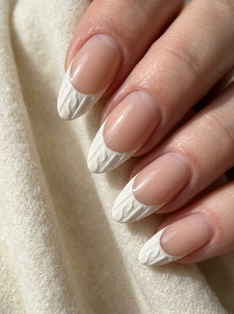 Sweater French Tip Nails
