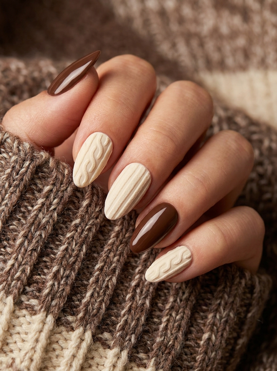 Dusty Rose Knit Nails
