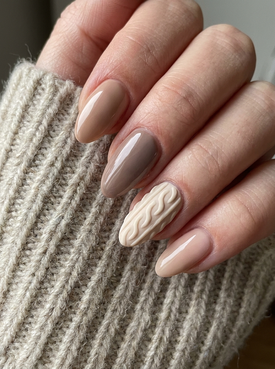 Plaid and Sweater Nail Combination