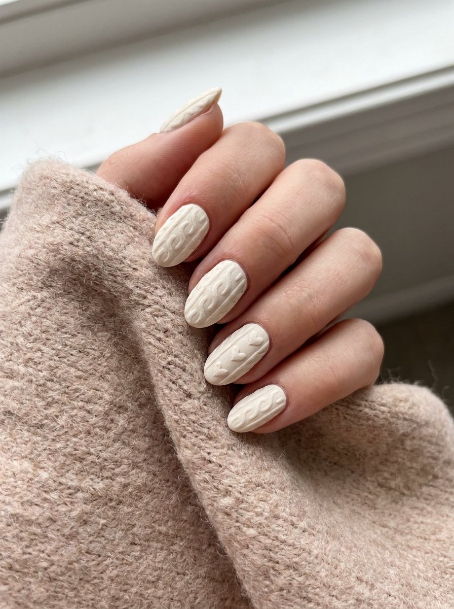 Mixed Neutral Sweater Manicure